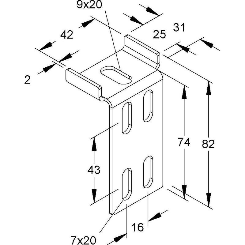 Niedax - Verbinder für Stiel/Profilschiene Auflager TR 86 S − 20 Stück