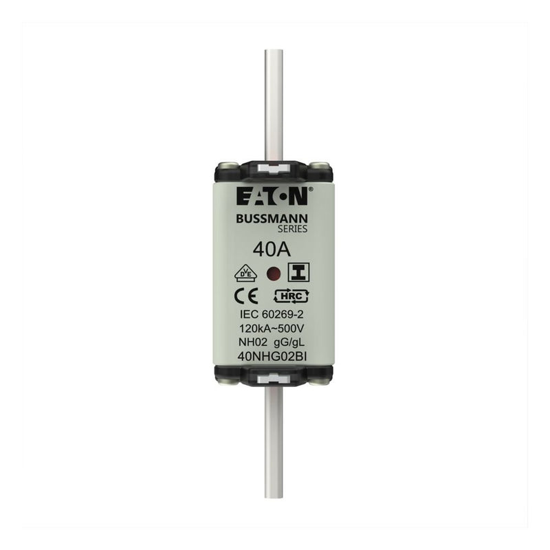 Eaton - Messersicherung Sicherungseinsatz Nieders. NH FUSE 40#40NHG02BI 40A AC 500V 120kA − 3 Stück