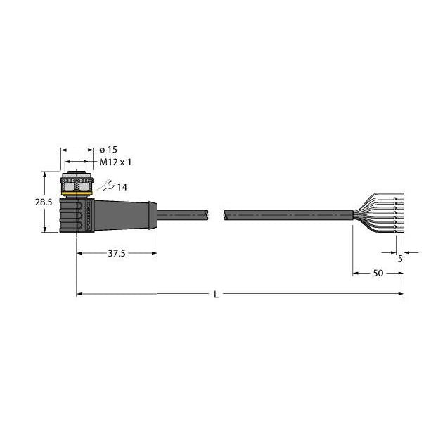 Turck - Konfektioniertes Sensor-Aktor-Kabel Aktuator- u. Sensorleitung WKS8T-15/TEL PVC