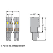 WAGO - Ein- und mehrpolige Klemmenleiste 1-Leiter-Federleiste 769-110/000-037 4mm²,gr/gn-ge − 25 Stück