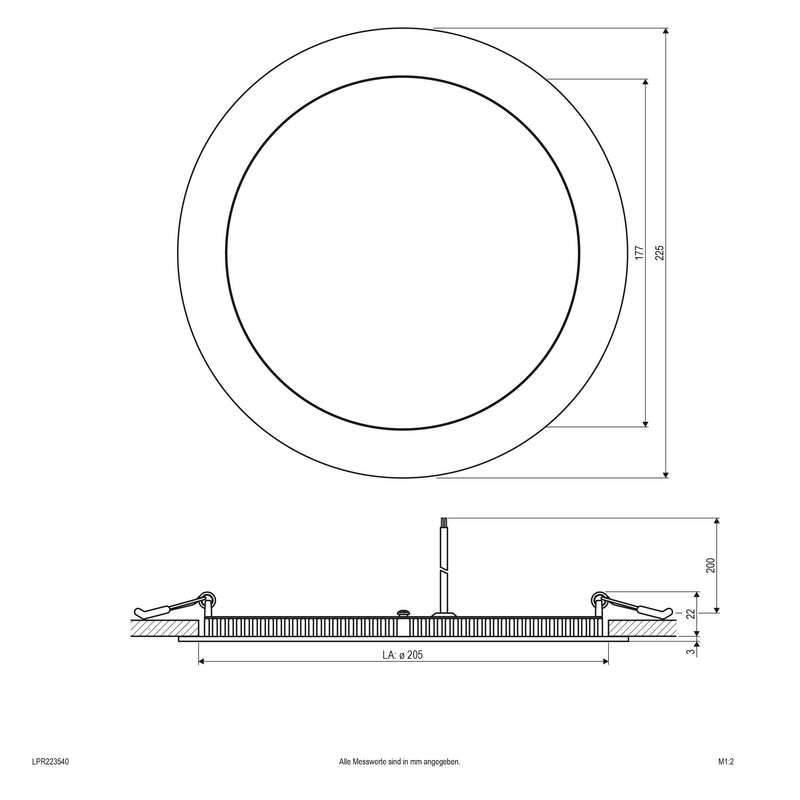 EVN Lichttechnik - Decken-/Wandleuchte LED Einbaupanel LPR223540 IP20, 4000K 1700lm