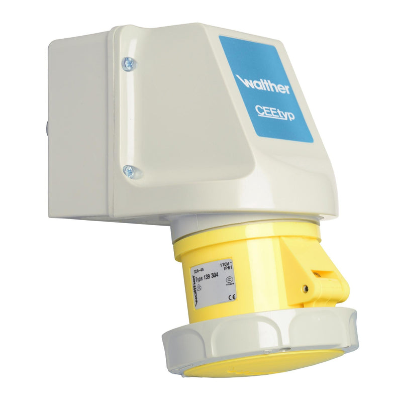 Walther Werke - CEE-Steckdose (IEC 60309) Wandsteckdose 32A 139304 3P 110V 4h IP67 − 1 Stück