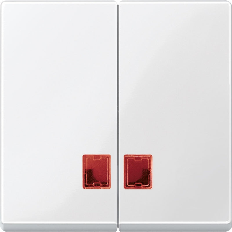 Merten - Abdeckung/Bedienelement für Installationsschalterprogramme Doppelwippe pws/gl MEG3456-0319 mit Fenster (rot)