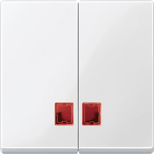 Merten - Abdeckung/Bedienelement für Installationsschalterprogramme Doppelwippe pws/gl MEG3456-0319 mit Fenster (rot)