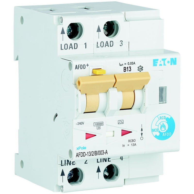 Eaton - Kombination FI-Schalter/Leitungsschutzschalter mit Zusatzeinrichtung Brandschutzschalter AFDD-13/2/B/003-A 2polig, B13A, 30mA