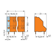 WAGO - Leiterplattenklemme DoppelstockLeiterplattenk. 736-802 2,5mm² − 112 Stück