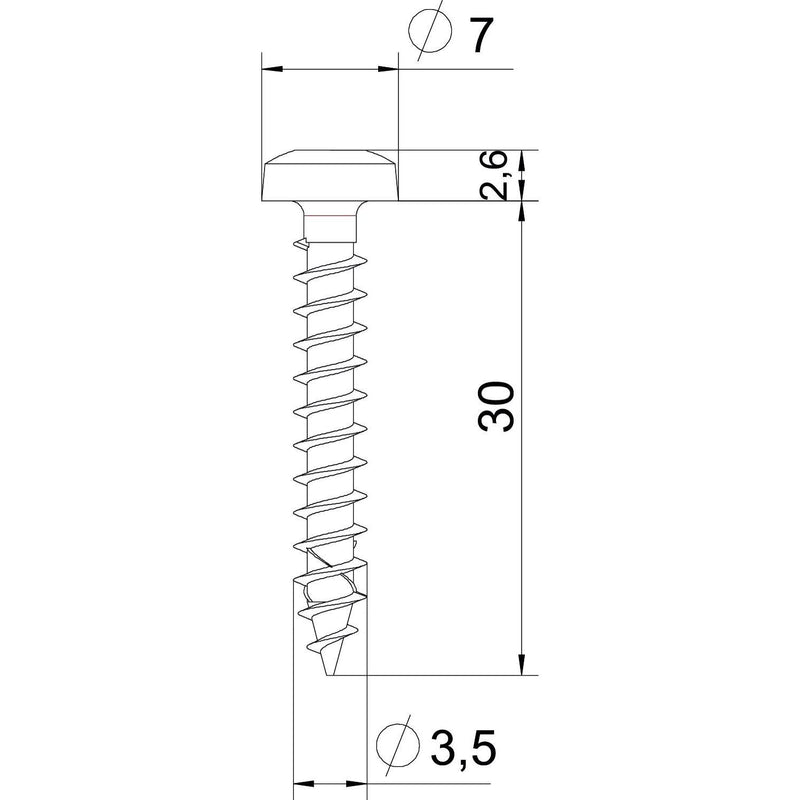 OBO Bettermann - Holz-/Spanplattenschraube Spanplattenschraube OTSP 3,5x30 A4 Panhead, Antr. T-Dr. − 100 Stück