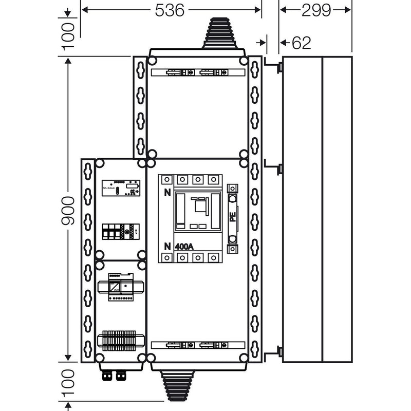Hensel - Verteilerbaugruppe mit Leistungsschalter PV-Freischaltstelle Mi AE 5254 220kVA, 4-p. m.LS+NA
