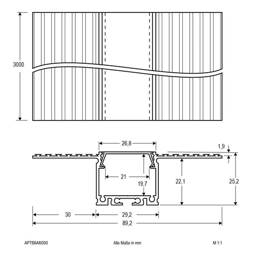 EVN Lichttechnik - Mechanisches Zubehör/Ersatzteile für Leuchten Trockenbauprofil APTB6AM300 inkl. Abdeckung