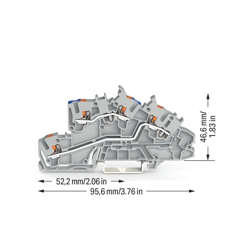 WAGO - Installations-Etagenklemme Installationsetagenklemme 2203-7649 2,5 mm² mit Drücker − 50 Stück