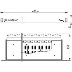 Telegärtner - Kommunikationstechnik-Adapter Kabelverbinder Multi 12x 12xVM8-8 Cat.7, 19", RAL7035