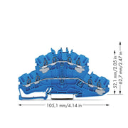WAGO - Durchgangs-Reihenklemme 4-Leiter-Doppelstockklemme 2002-2404 N/N,blau − 50 Stück