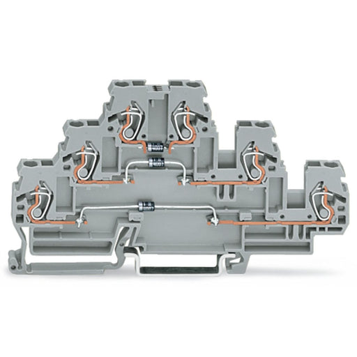 WAGO - Bauelement-Reihenklemme Dreistock Diodenklemme 870-596/281-674 grau 2,5qmm − 50 Stück