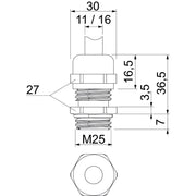 OBO Bettermann - Kabelverschraubung V-TEC VM25 EMV − 25 Stück