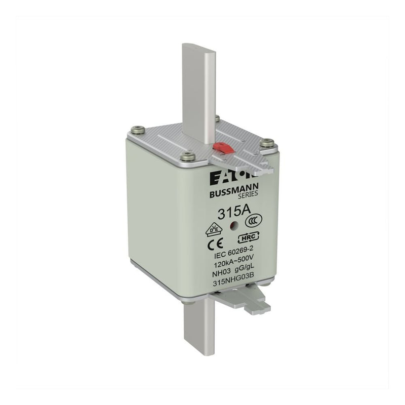 Eaton - Messersicherung Sicherungseinsatz Nieders. NH FUSE 31#315NHG03B 315A AC 500V 120kA − 3 Stück