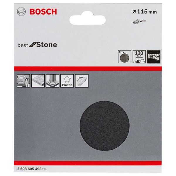 Bosch - Schleifpapier/Schleifvlies PRO F355 Schleifblatt, 115 2608605498 mm, 120, 10-tlg