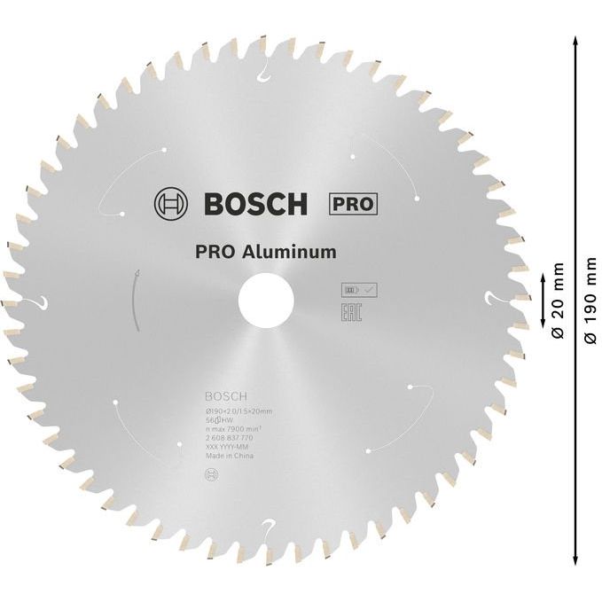 Bosch - Kreissägeblatt PRO Aluminium cordless 2608837770 Kreissägeblatt 190 x