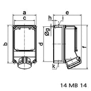 Bals Elektrotech - CEE-Steckdose abschaltbar, abgesichert (IEC 60309) Wandsteckdose GT abgesich. 15036 63A 5p 400V 6h IP44