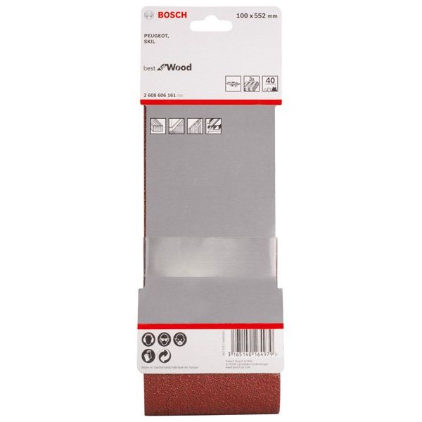 Bosch - Schleifpapier/Schleifvlies PRO X440 Schleifband, 100 2608606161 x 552 mm G40 3-tlg