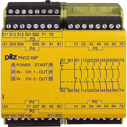 Pilz - Gerät zur Überwachung von sicherheitsgerichteten Stromkreisen Not-Aus-Schaltgerät PNOZ X9 #774605 100-120AC24DC7no2nc2