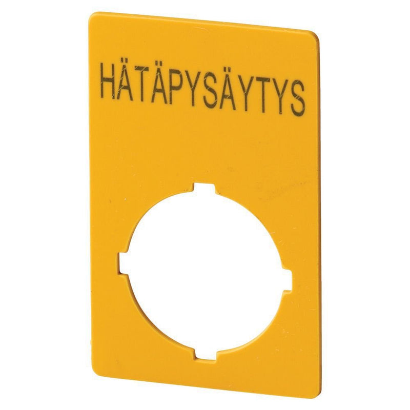 Eaton - Bezeichnungsschild für Befehlsgeräte Schild Not-Halt M22-XZK1-SF99 HÄTAPYSÄYTYS