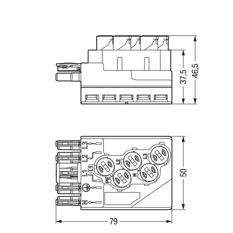 WAGO - Flachleitungsadapter für steckbare Gebäudeinstallation Abgriffmodul 772-272 5x2,5mm²,bl − 10 Stück