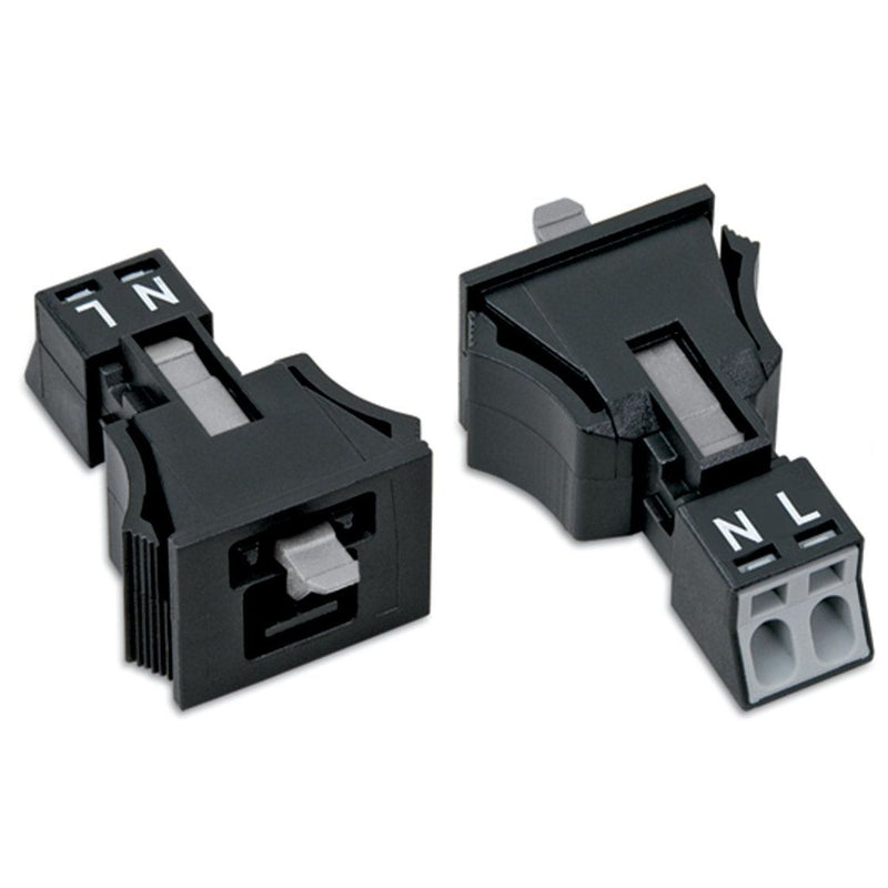 WAGO - Geräteanschluss für steckbare Gebäudeinstallation Snap-In-Stecker 890-712 2-polig,Kod. A,sw − 50 Stück