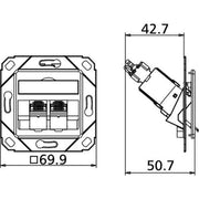 Metz Connect - Kommunikationsanschlussdose Kupfer Anschlussdose C6Amodul Upk 130B11D21102-E 2Port 180 Upk,rws − 10 Stück