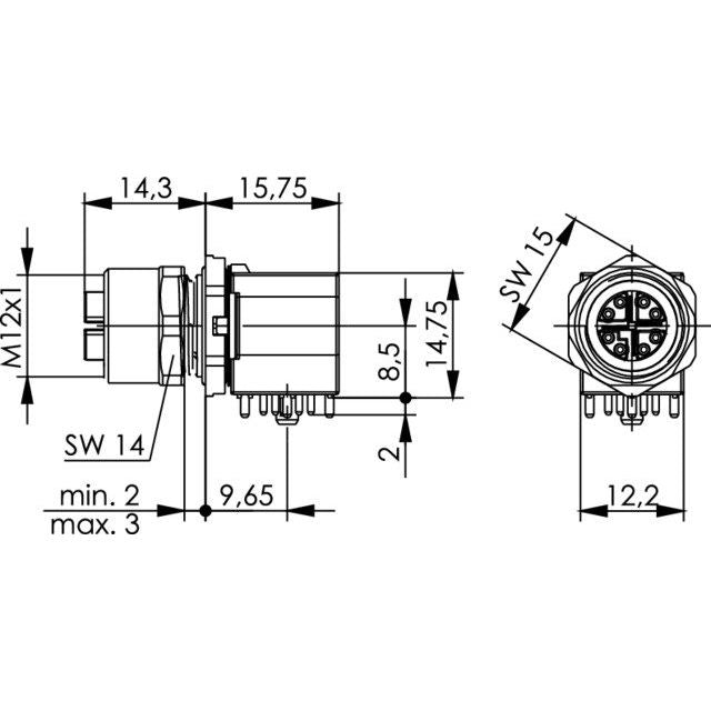 Telegärtner - Modularer Steckverbinder STX M12x1 BS X-cod. 100007556 Cat. 6A(IEC) 90 Grad − 10 Stück