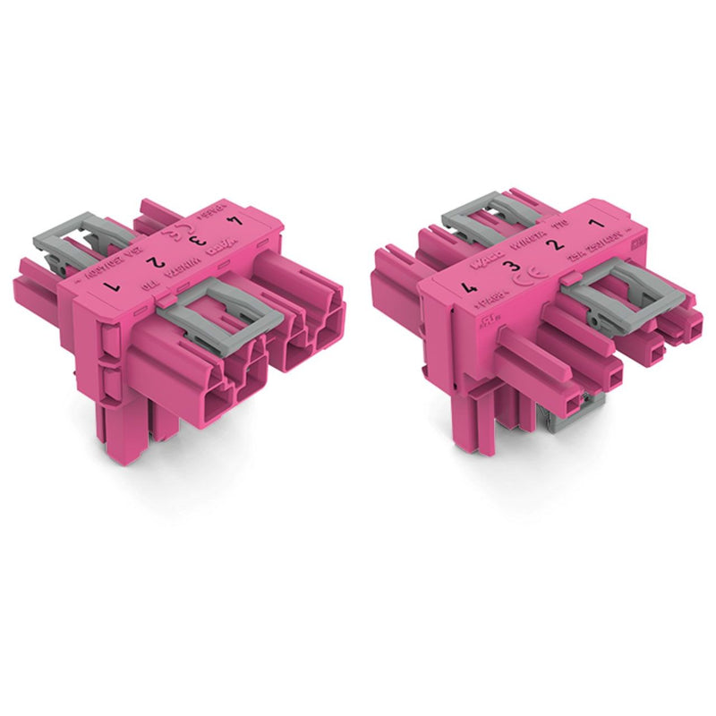 WAGO - Kompaktverteiler für steckbare Gebäudeinstallation T-Verteiler 4-polig 770-1733 Kod. B,pink − 50 Stück