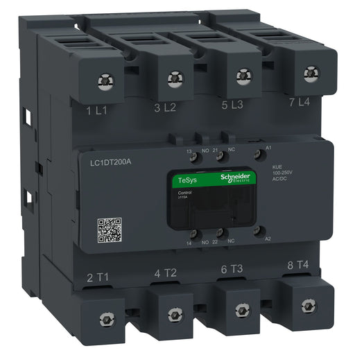 Schneider Electric - Leistungsschütz zum Schalten von Wechselstrom Schütz 4P 200A AC1 LC1DT200AKUE 100-250V AC/DC 1S1Ö
