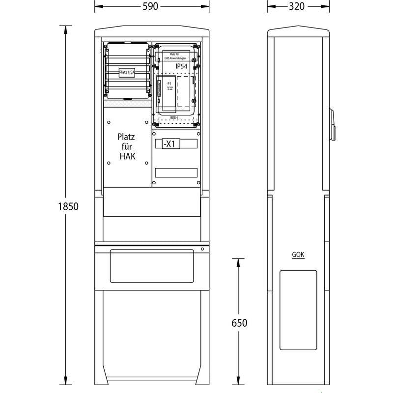 uesa - Zähler-Komplettschrank Zähleranschlusssäule ZAS-S-1-E.ON Westf.W