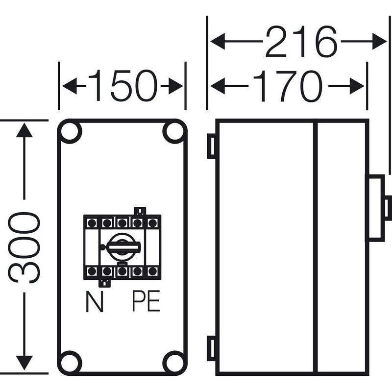Hensel - Lasttrennschalter Mi-Lastschaltergehäuse Mi 7103 63A, 3polig+PE+N