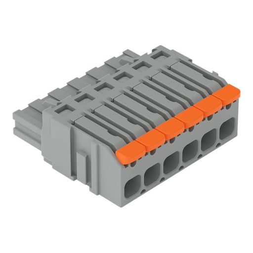 WAGO - Kabelsteckverbinder für Leiterplattensteckverbinder 1-Leiter-Federleiste,Hebel 2231-1106/327-000 PushinCAGECLAMP,grau − 50 Stück