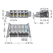 WAGO - Kabelsteckverbinder für Leiterplattensteckverbinder 1-Leiter-Federleiste 2231-208/037-000 Push-inCAGECLAMP,gr − 25 Stück