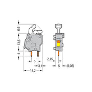 WAGO - Leiterplattenklemme Anreihbare Leiterplattenk. 257-843 Drücker,2,5mm²,lgr − 100 Stück