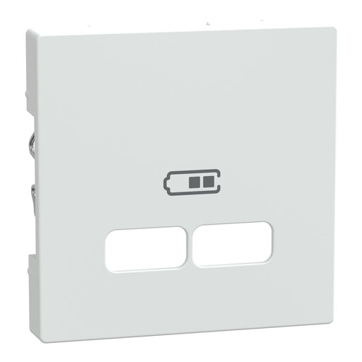 Merten - Einsatz/Abdeckung für Kommunikationstechnik Zentralplatte pws/glanz MEG4367-0319 f.USB Ladest.Einsatz
