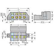 WAGO - Kabelsteckverbinder für Leiterplattensteckverbinder 1-Leiter-Stiftleiste 731-603/019-000 CAGECLAMP,2,5mm²,gr − 50 Stück