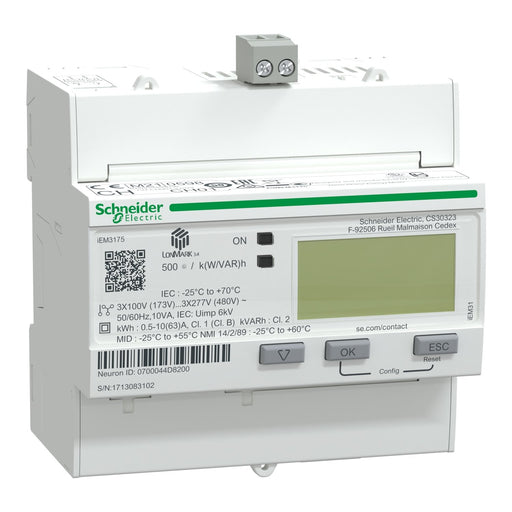 Schneider Electric - Elektrizitätszähler Energiezähler A9MEM3175 3P 63A LON 1E MID