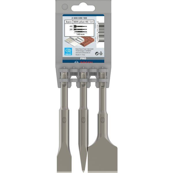 Bosch - Steinmeißel- und Durchtreiberset PRO SDS plus-4C 2608690180 Meißel-Set 20 40x140