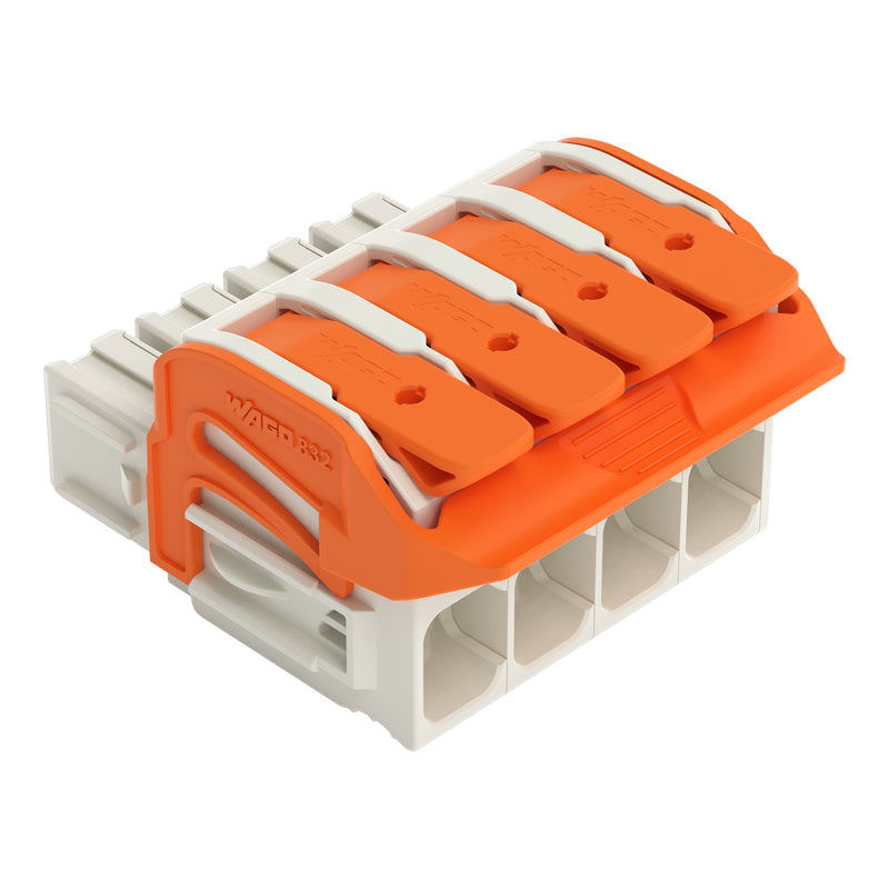 WAGO GmbH & Co. KG - Ein- und mehrpolige Klemmenleiste 1-Leiter-Federleiste,Hebel 832-1104/320-000 PushinCAGECLAMP,lgr − 20 Stück