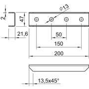 OBO Bettermann - Verbinder für Stiel/Profilschiene Abstützverbinder U-Profil GVMS 4 ASV FT m.4 Löch. 200x48x30 − 10 Stück