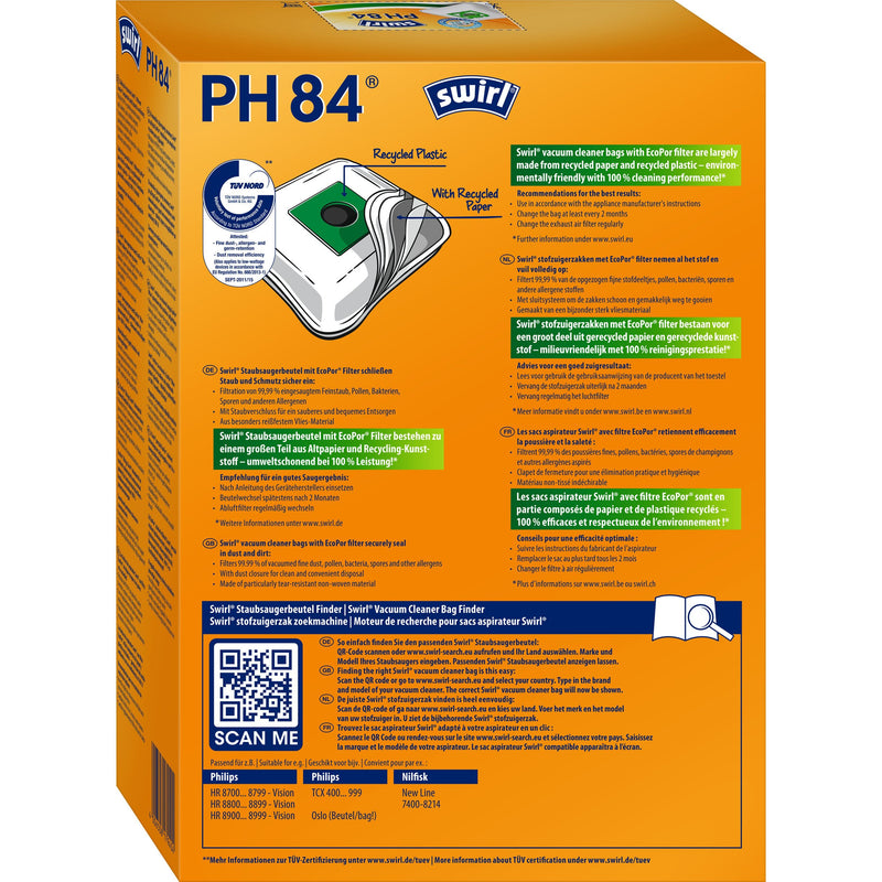 Swirl - Zubehör/Ersatzteile für Bodenpflege Staubbeutel PH 84 EcoPor VE4 für Philips