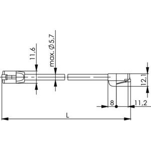 Telegärtner - Patchkabel Kupfer Patchkabel F/UTP Cat.5e 100008070 sw 0,5m FS100