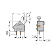 WAGO - Leiterplattenklemme Anreihbare Leiterplattenk. 256-750 Drücker,2,5mm²,rot − 100 Stück