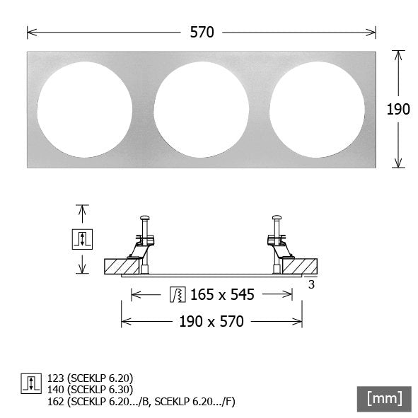 LTS Licht&Leuchten - Mechanisches Zubehör/Ersatzteile für Leuchten Einbaurahmen SCER 6.300 ws Scene 6-System 3-flg