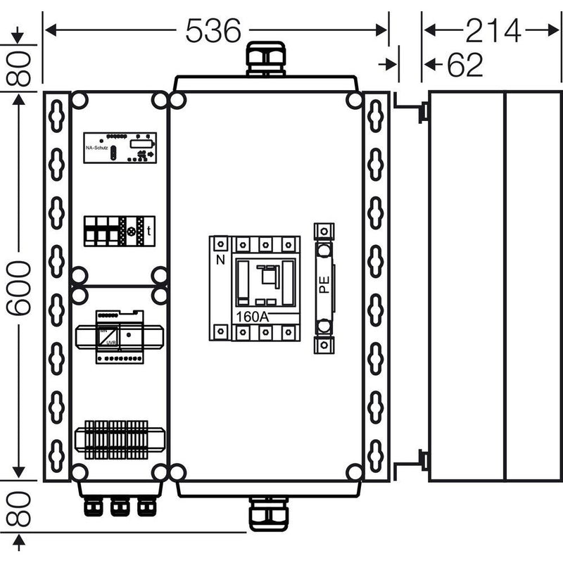 Hensel - Verteilerbaugruppe mit Leistungsschalter PV-Freischaltstelle Mi AE 3234 100kVA, 4-p. m.LS+NA