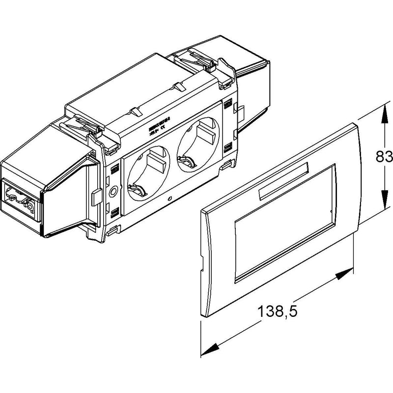 Niedax - Einbaudose für Geräteeinbaukanal Geräteeinbausteckdose 2-f. GESWL 2 R SV 250V/16A