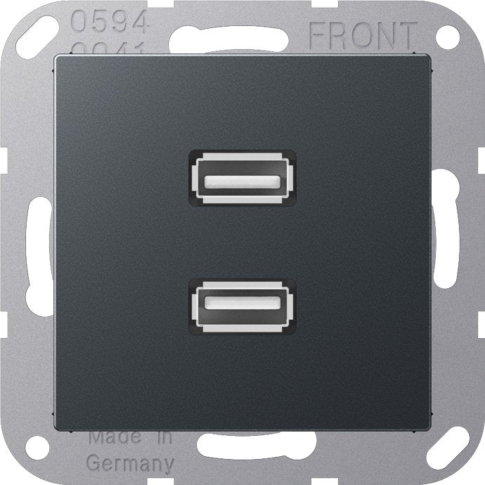 Jung - Multifunktions-Anschlussdose Multimediadose 2 x USB MA A 1153 ANM anthrazit matt