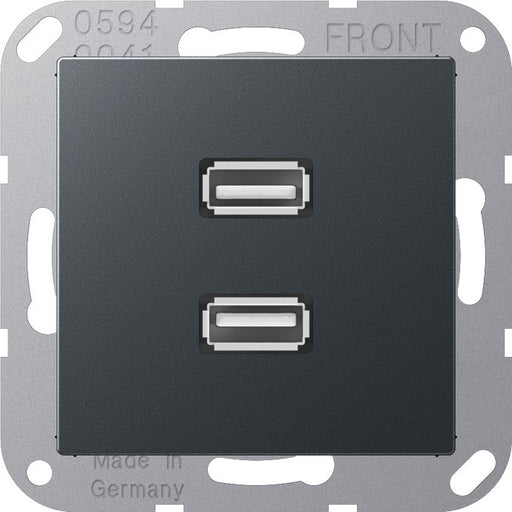 Jung - Multifunktions-Anschlussdose Multimediadose 2 x USB MA A 1153 ANM anthrazit matt